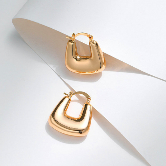 Rectangle Bubble Earrings | Gold Finish Modern Statement Jewelry