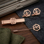 Personalized Initial Cufflinks, Tie Clip & Lapel Pin Set - Custom Brass Jewelry Gift Box for Men