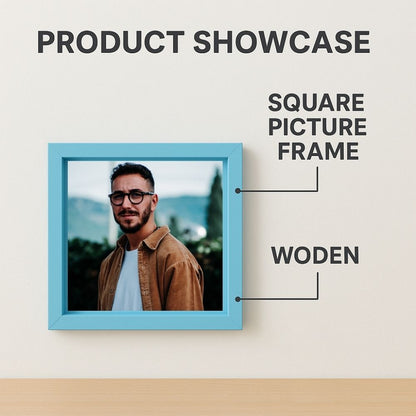 MOSKAI Personalised Blue Photo Frame of a Handsome Man Portrait