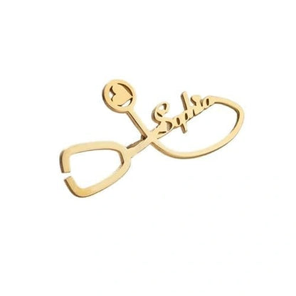 Personalized Stethoscope Name Brooch – Custom Doctor & Nurse Lapel Pin