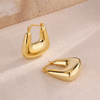 Rectangle Bubble Earrings | Gold Finish Modern Statement Jewelry