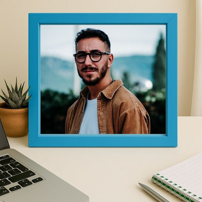 MOSKAI Personalised Blue Photo Frame of a Handsome Man Portrait