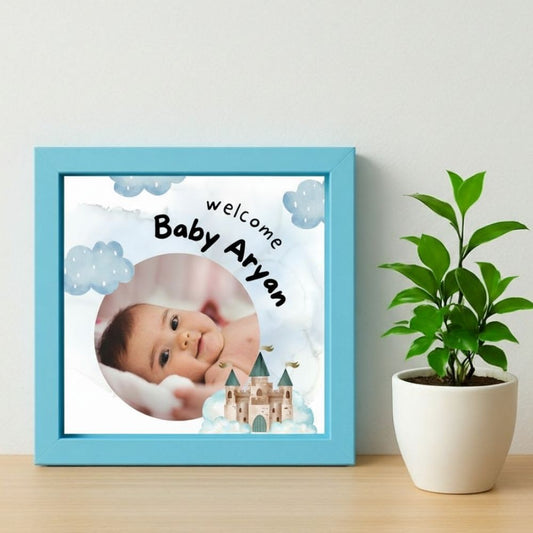 MOSKAI Cute Baby Personalised Blue Photo Frame With Name