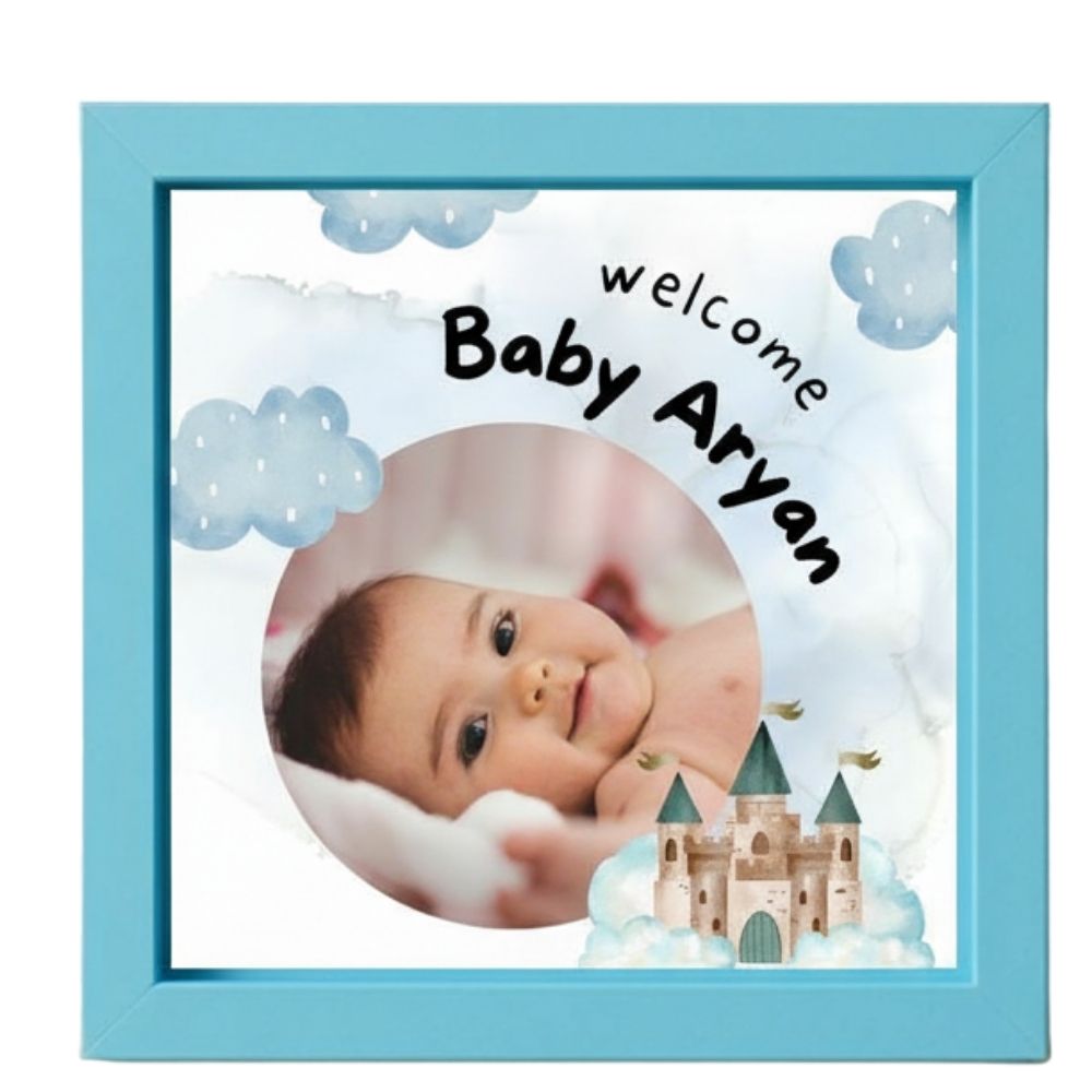 MOSKAI Cute Baby Personalised Blue Photo Frame With Name