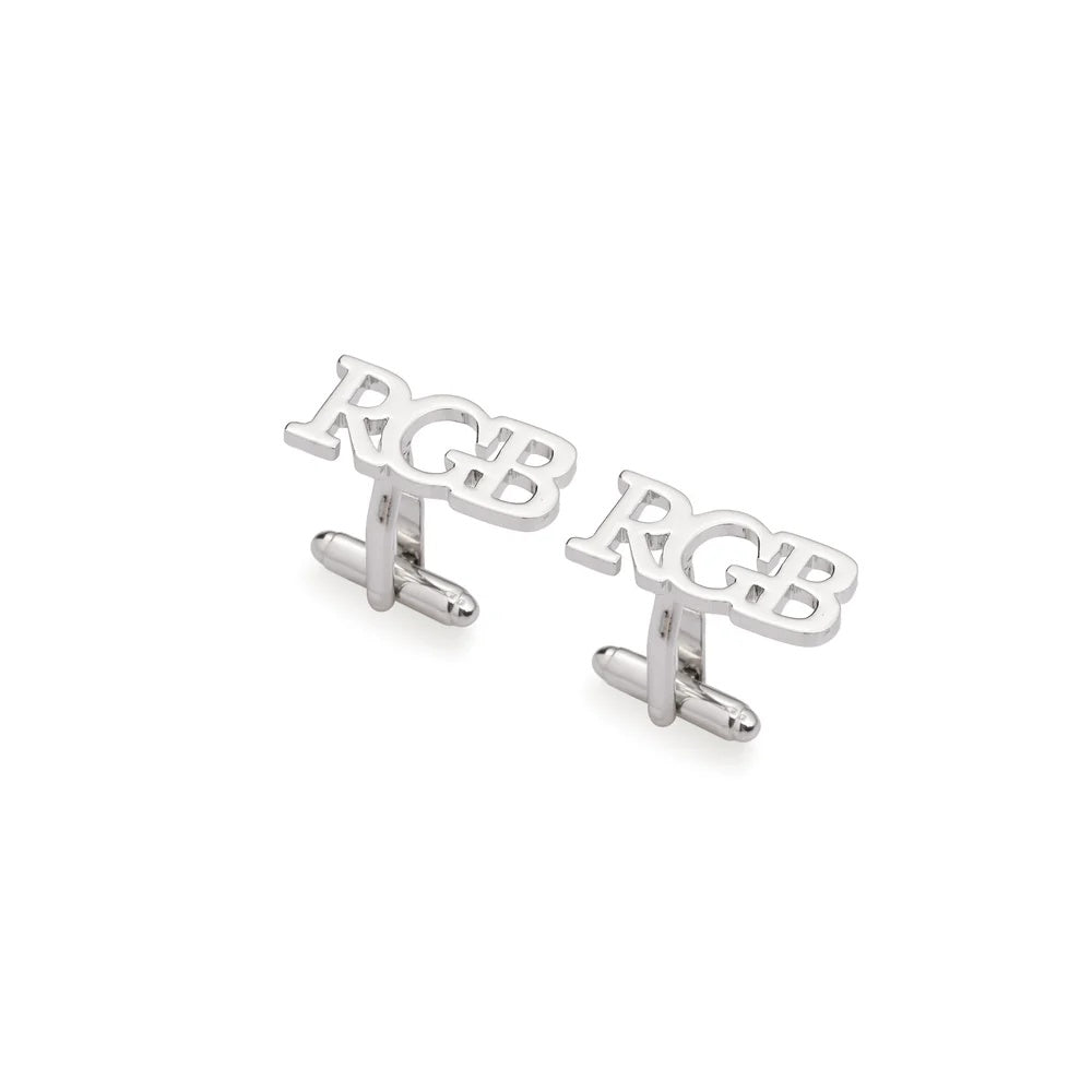 Custom 3-Letter Initial Cufflinks - Personalized Triple Monogram Shirt Studs for Men in Brass