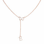 Personalized Butterfly Initial Name Y-Necklace - Custom Drop Alphabet Pendant for Women & Girls