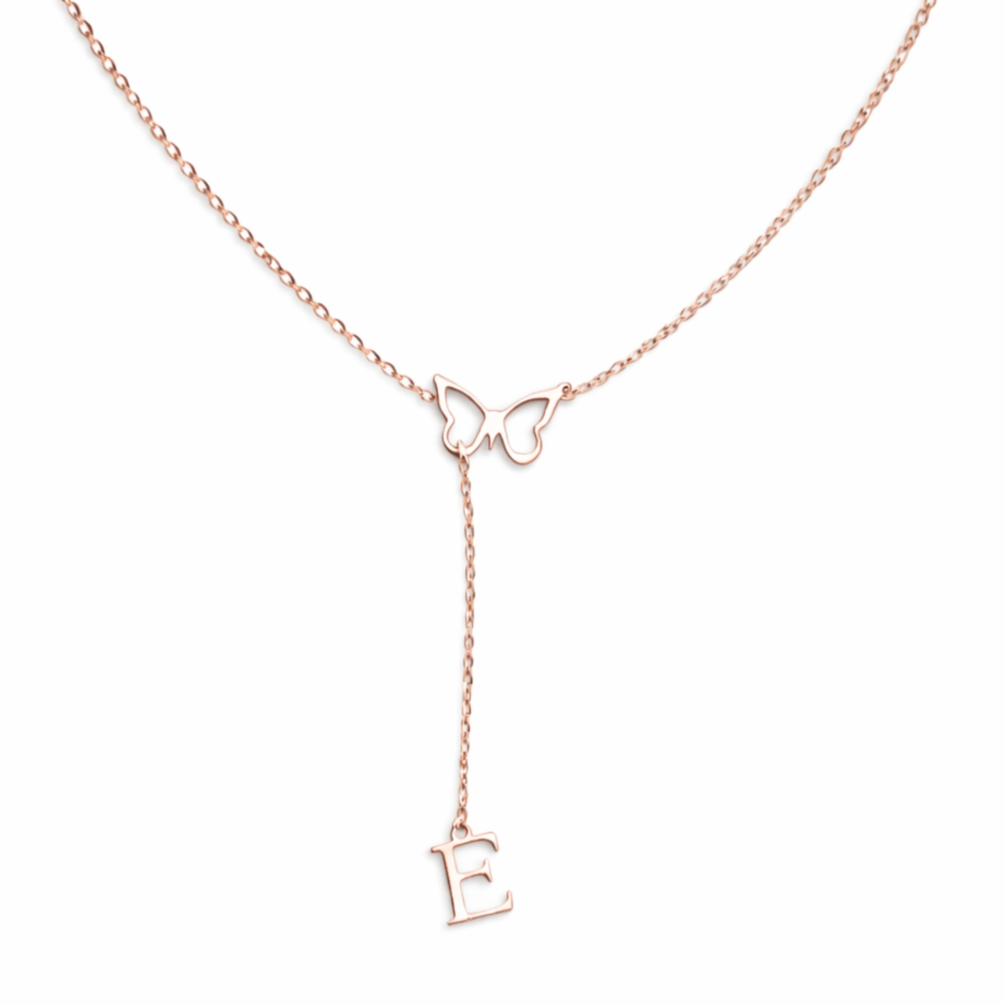 Personalized Butterfly Initial Name Y-Necklace - Custom Drop Alphabet Pendant for Women & Girls