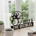 Personalized Drummer Desk Name Plate - Custom Band Name Stainless Steel Table Sign - Musician & Drum Set Office Decor