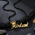 Personalized Name Mangalsutra with Crown & Butterfly Design  – Short Mangalsutra Style Custom Black Bead Chain for Women