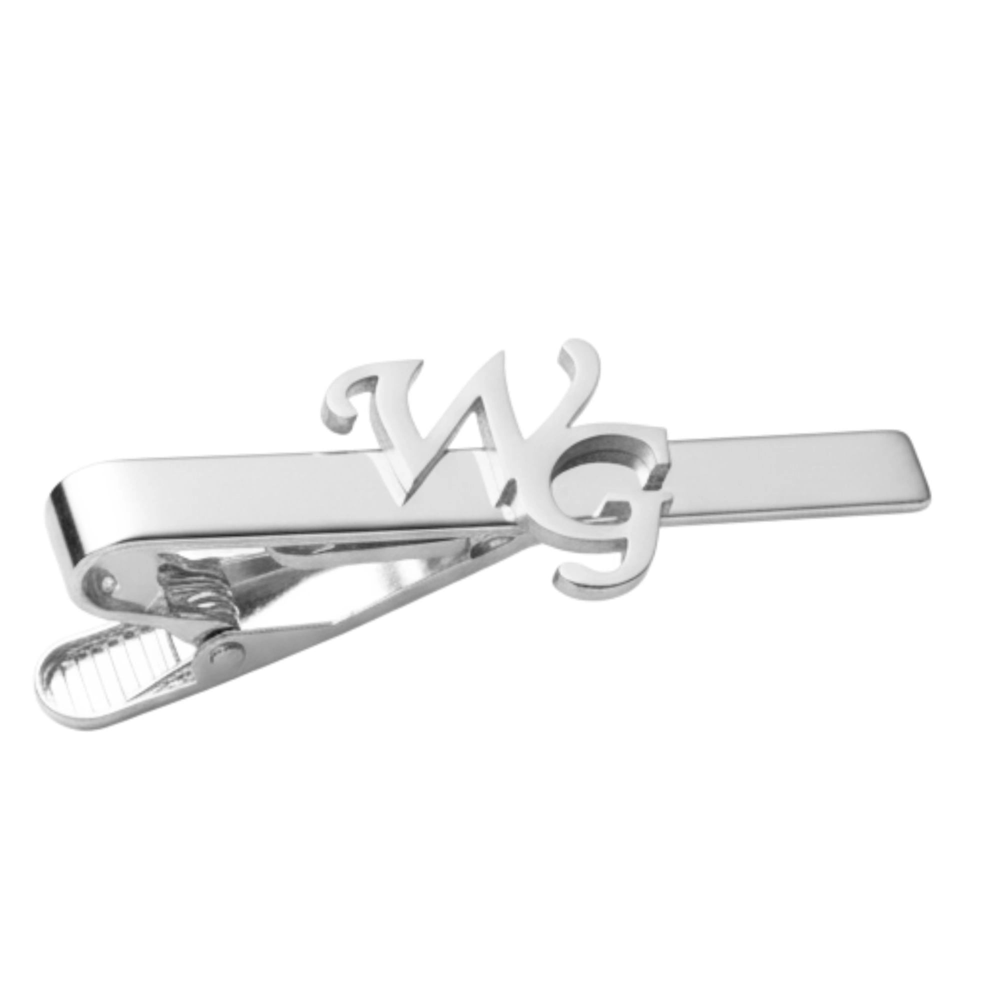 Personalized Initials Name Tie Pin for Men | Custom Brass Tie Bar with Cut-out Letters