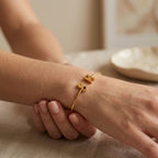 Personalized Double Initial Cuff Bracelet - Gold Plated Custom Two Letter Bangle for Women & Girls