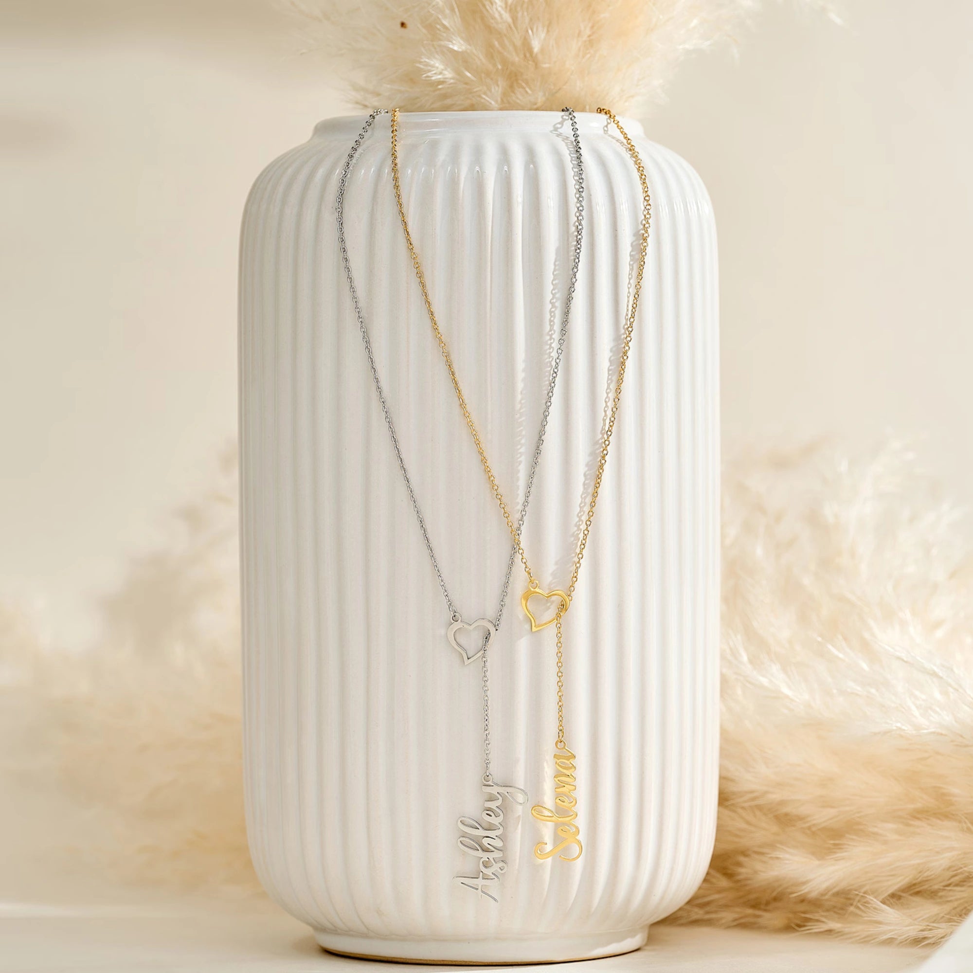 Personalized Heart Initial Y-Necklace - Custom Lariat Drop Alphabet Pendant for Women