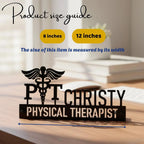 Custom Physical Therapist Desk Name Plate - Personalized Stainless Steel PT Doctor Desk Sign, Medical Clinic Office Decor