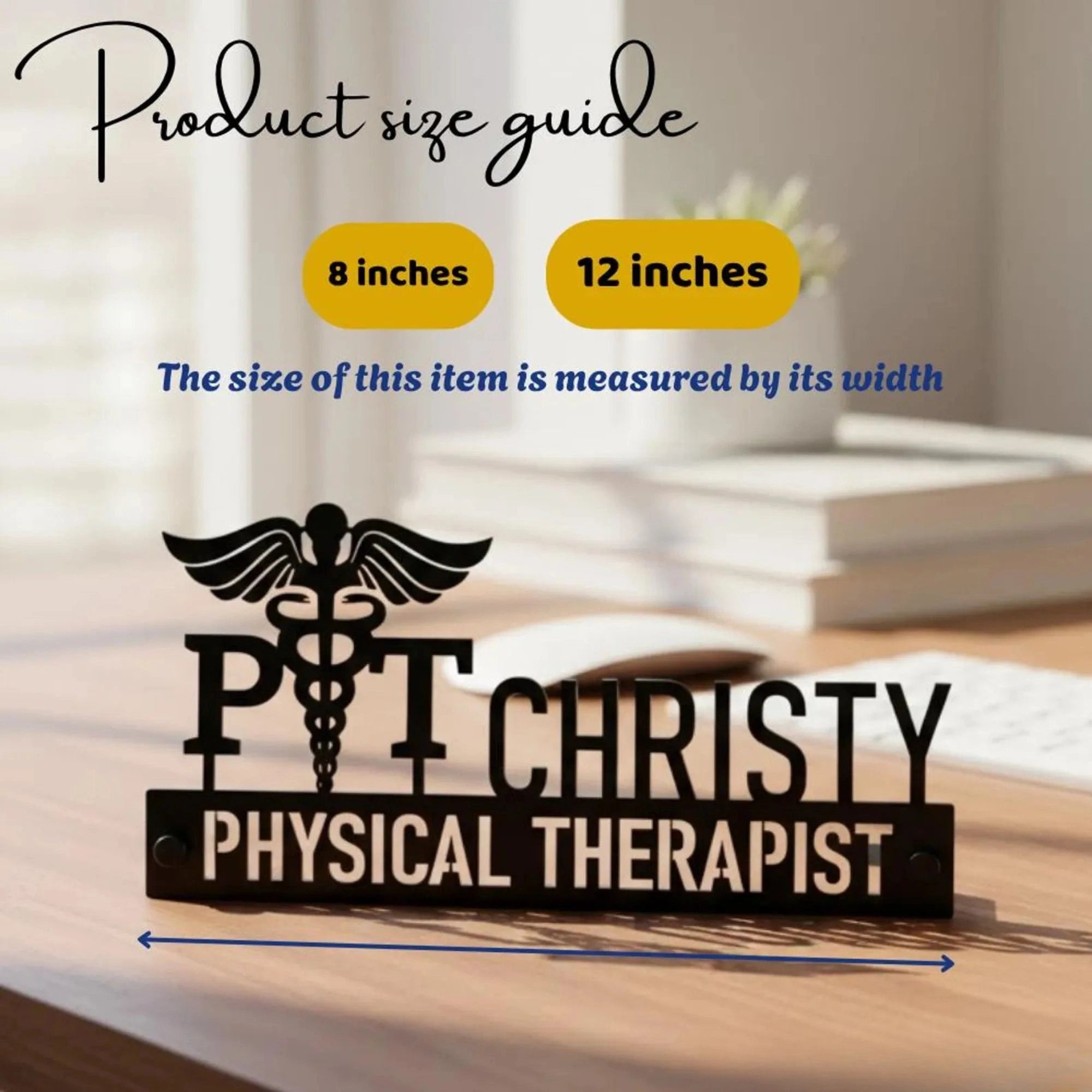 Custom Physical Therapist Desk Name Plate - Personalized Stainless Steel PT Doctor Desk Sign, Medical Clinic Office Decor