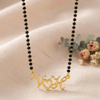 Personalized Initial Name Mangalsutra with Heart Design for Women – Handcrafted Couples Initial Jewelry Gift