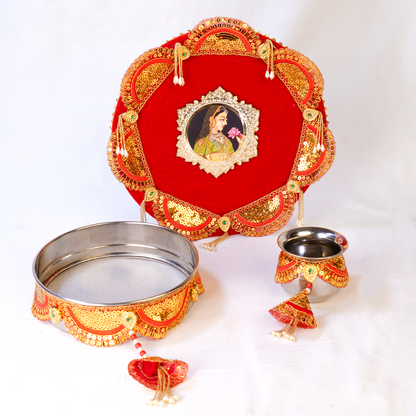 MOSKAI Rose Red Maharani Collection Thali Set
