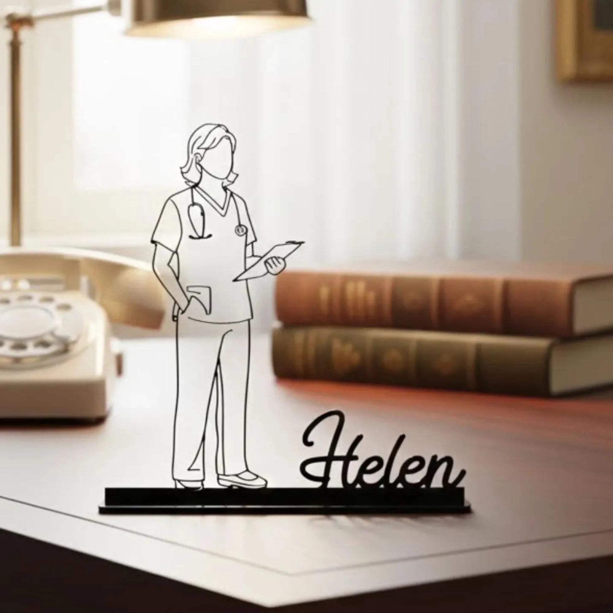 Personalized Nurse Desk Name Plate - Custom Medical Professional Stainless Steel Table Sign - Doctor & Healthcare Worker Office Decor