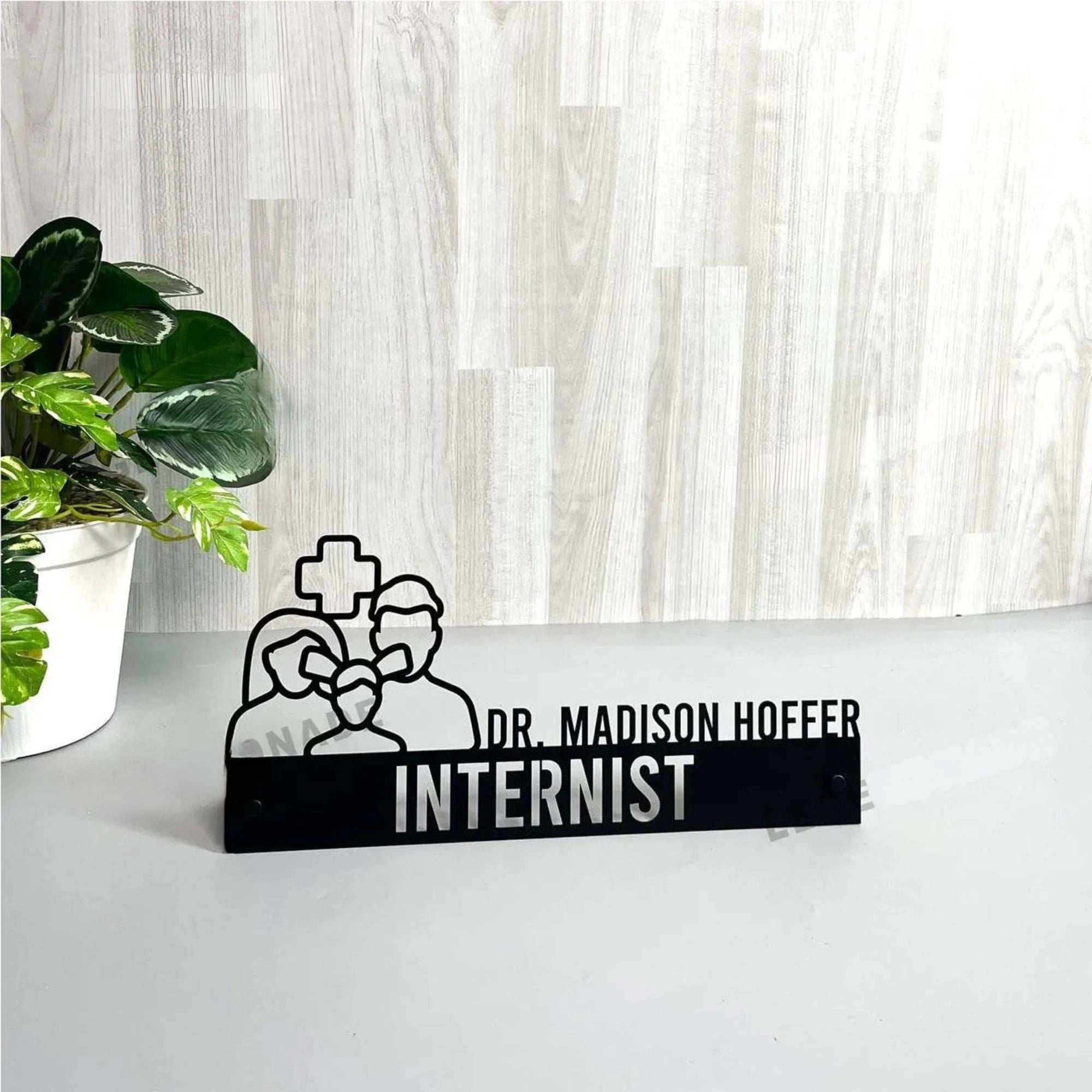 Custom Internist Desk Name Plate - Personalized Stainless Steel Physician Desk Sign, Family Doctor Medical Office Decor