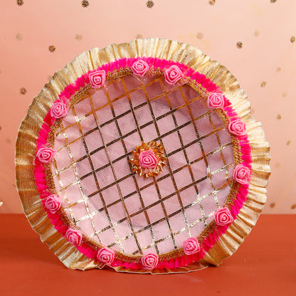Nice Floral Karwa Chauth Thali Set | Designer Steel Thali