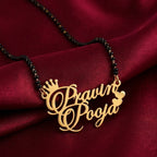 Personalized Crown & Heart Couple Name Mangalsutra – Gold Plated Double Name Pendant