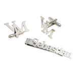 Custom Personalized Initial Cufflinks & Full Name Tie Pin Set - Brass Accessory Combo - Unique Groom, Father & Corporate Gift Set