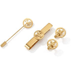 Custom Round Initial Cufflinks, Tie Clip & Lapel Pin Combo - Personalized Brass Men’s Accessory Set