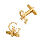 Personalized Initial Monogram Cufflinks for Men - Custom Brass Name Alphabet Suit Accessories