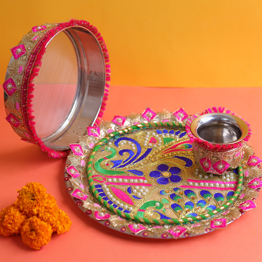 MOSKAI Thali Set | Traditional Pooja Thali | Decorative Aarti Plate