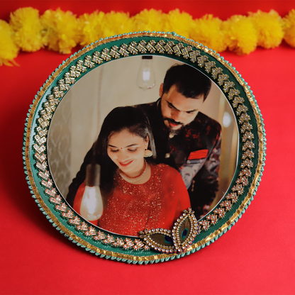 MOSKAI Photo Thali | Personalized Pooja Thali | Custom Aarti Plate with Photo