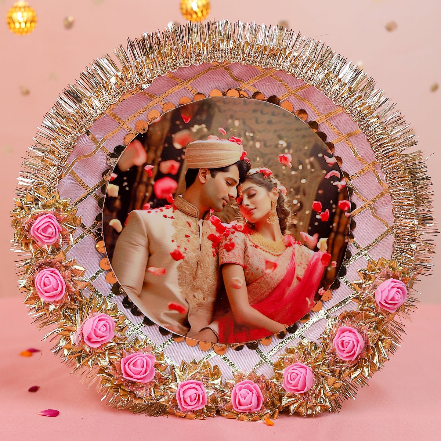 Personalised Karwa Chauth Thali Set | Custom Photo Steel Thali