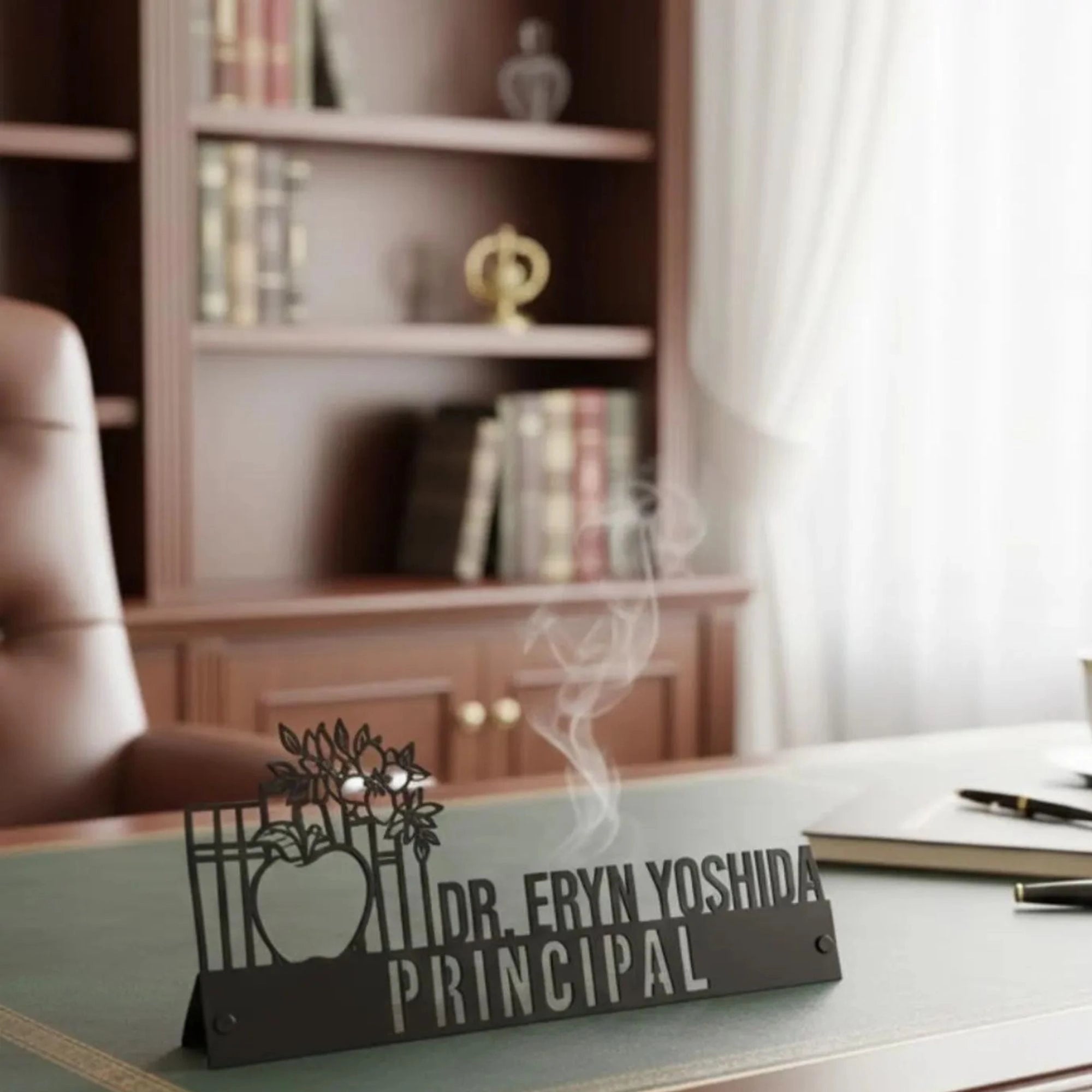 Personalized Principal Desk Name Plate - Custom School Administrator Stainless Steel Table Sign - Educator & Teacher Office Decor