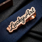 Customized Name Engraved Tie Pin with Black Inlay for Men