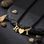 Custom Couple Initial Mangalsutra with Central Heart-Traditional Black Bead Necklace for Women