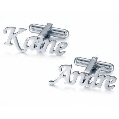 Custom Name Cufflinks for Men Groom & Groomsmen - Personalized Brass Cufflinks