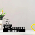 Personalized Architect Desk Name Plate - Custom Stainless Steel Office Table Sign - Modern Architectural Firm Decor