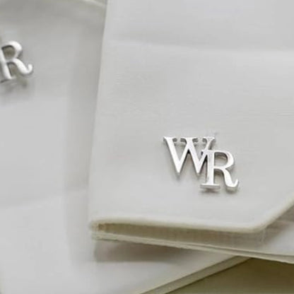 Personalised Initial Name Cufflinks for Men – Custom Silver Alphabet Monogram Cuff Links – Formal Shirt Accessory for Wedding Groom & Corporate Wear