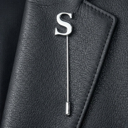 Signature Alphabet Luxury Lapel Pin - Personalized Silver Initial Brooch for Professional & Wedding Wear