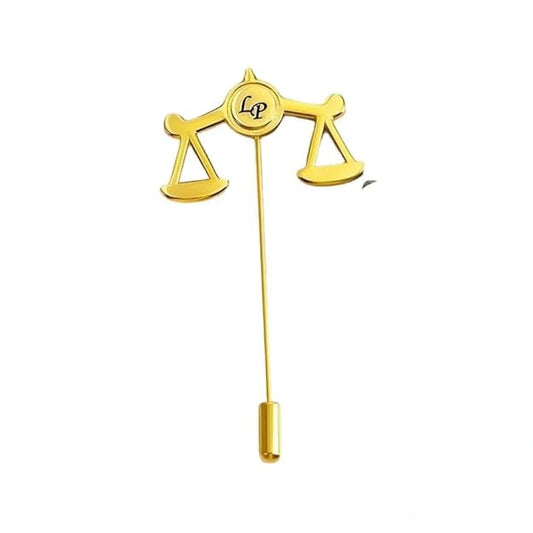 Personalized Scales of Justice Lapel Pin – Custom Initial Lawyer Brooch for Advocates & Judges