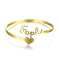 Personalised Name Cuff Bracelet for Women & Girls | Customised Name Kada Bangle with Heart | Stainless Steel Gold Plated Personalised Jewellery Gift for Her
