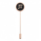 Personalized Initial Enamel Lapel Pin - Custom Gold Monogram Letter Brooch for Men & Women (Black & Gold)