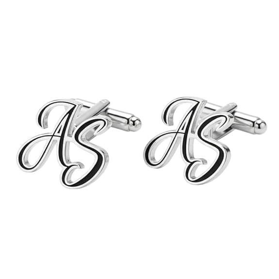 Personalised Enamel Initial Name Cufflinks for Men – Custom Name Letter Cufflinks for Formal & Wedding Wear