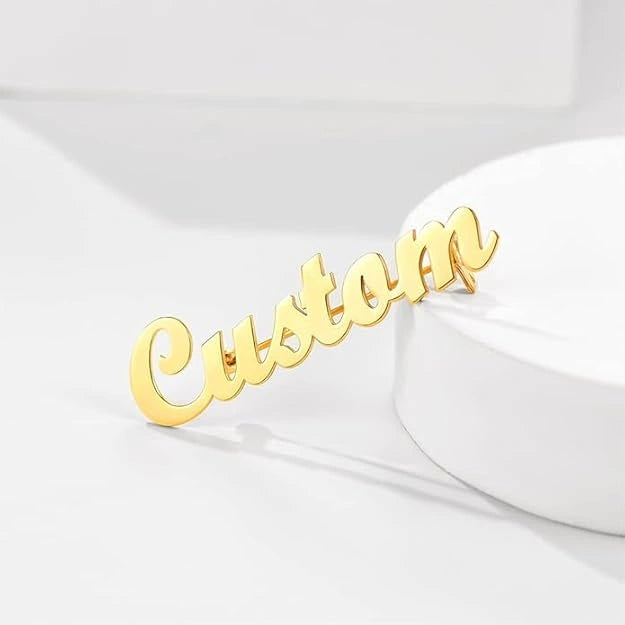 Custom Name Brooch for Men & Women | Gold & Silver Plated Personalized Name Pin | Stylish Name Brooch for Blazer, Sherwani, Saree & Wedding Gift