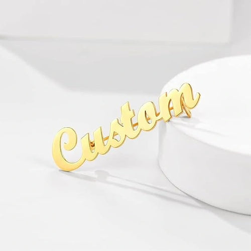 Custom Name Brooch for Men & Women | Gold & Silver Plated Personalized Name Pin | Stylish Name Brooch for Blazer, Sherwani, Saree & Wedding Gift