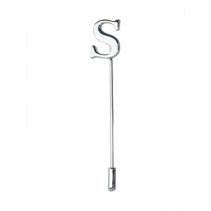 Signature Alphabet Luxury Lapel Pin - Personalized Silver Initial Brooch for Professional & Wedding Wear