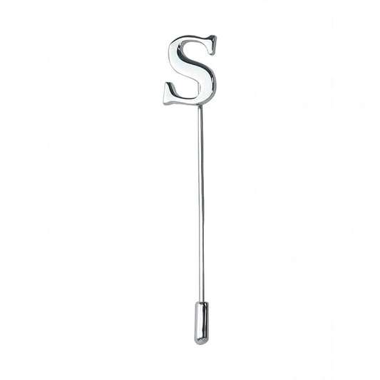 Signature Alphabet Luxury Lapel Pin - Personalized Silver Initial Brooch for Professional & Wedding Wear