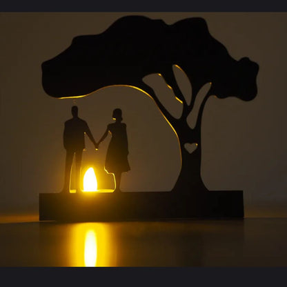 3D Couple Tealight Holder Showpiece – Romantic Black Decor for Valentine’s Day (12 cm)