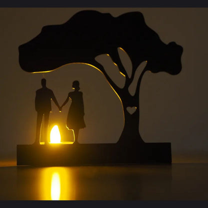 3D Couple Tealight Holder Showpiece – Romantic Black Decor for Valentine’s Day (12 cm)