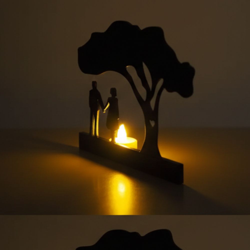 3D Couple Tealight Holder Showpiece – Romantic Black Decor for Valentine’s Day (12 cm)