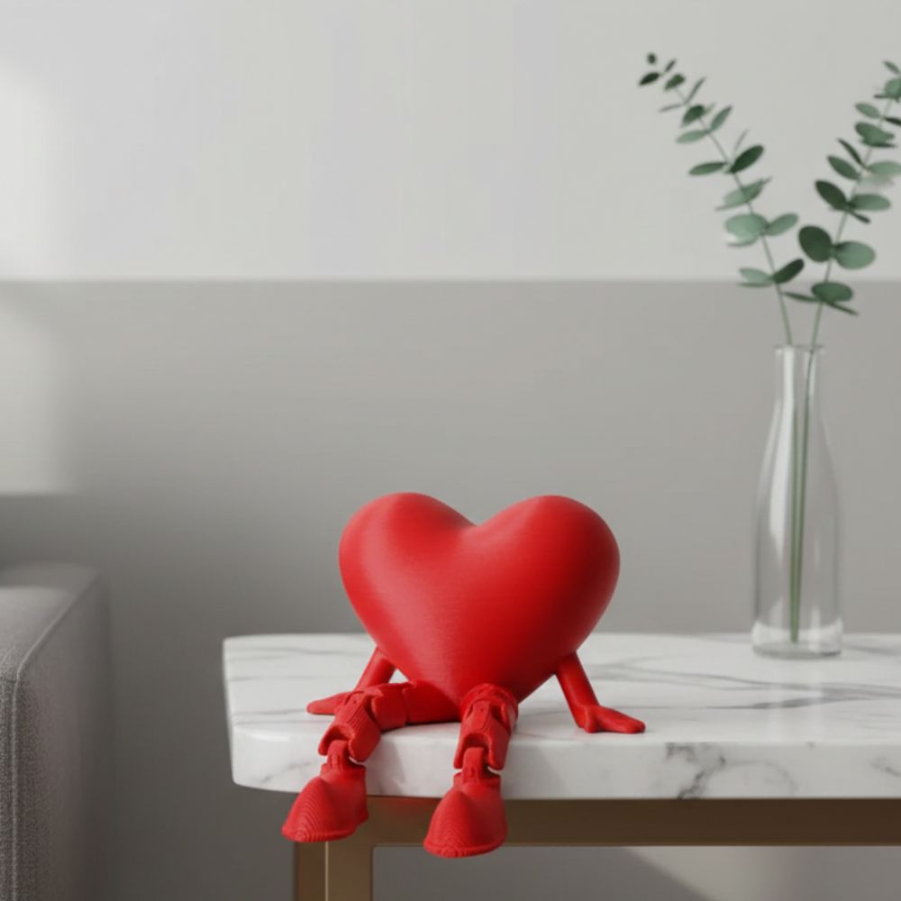 3D Articulated Heart Showpiece with Dangling Legs – Valentine’s Day Gift (7–8 cm)