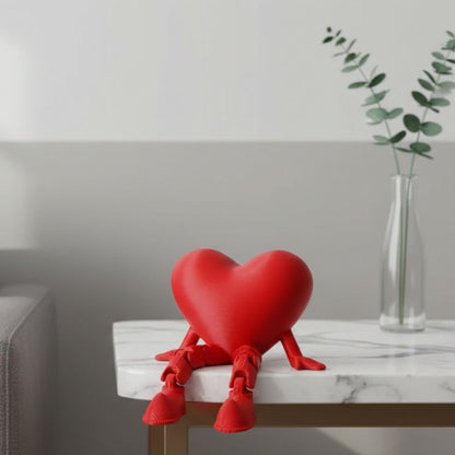 3D Articulated Heart Showpiece with Dangling Legs – Valentine’s Day Gift (7–8 cm)
